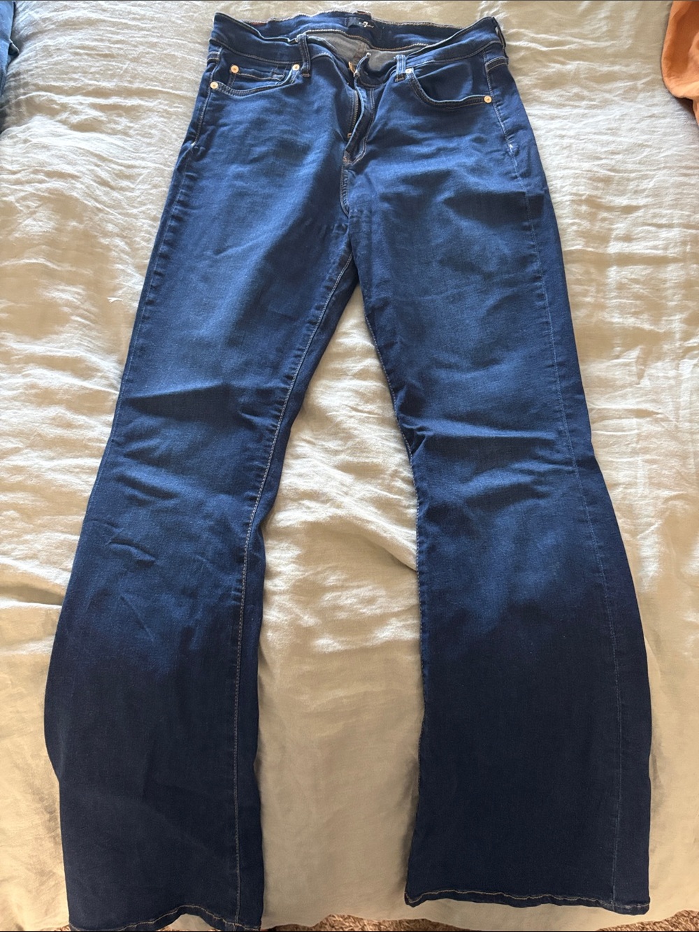 7 For All Mankind Dark Blue Flared Jeans